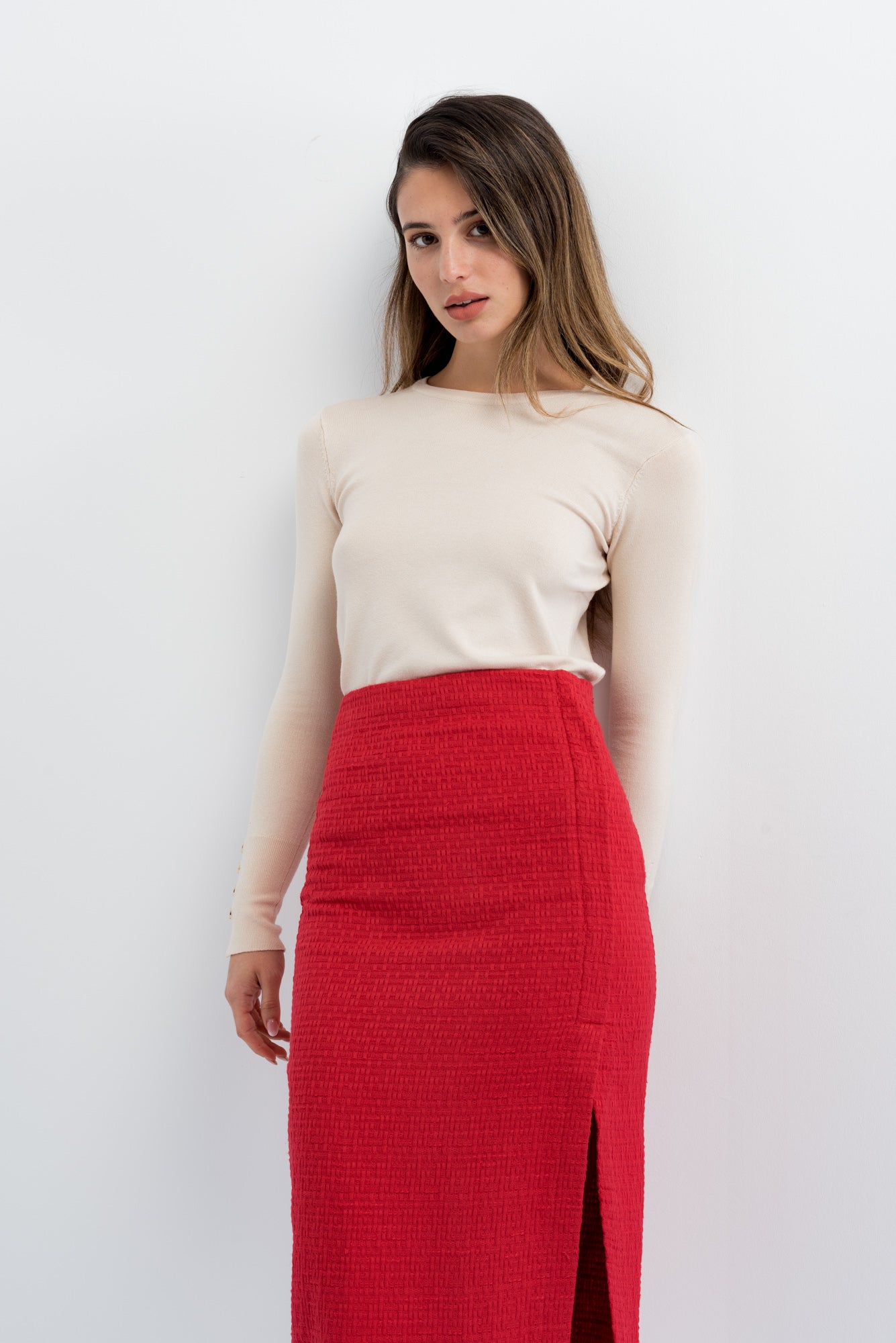 FALDA MIDI TEXTURA