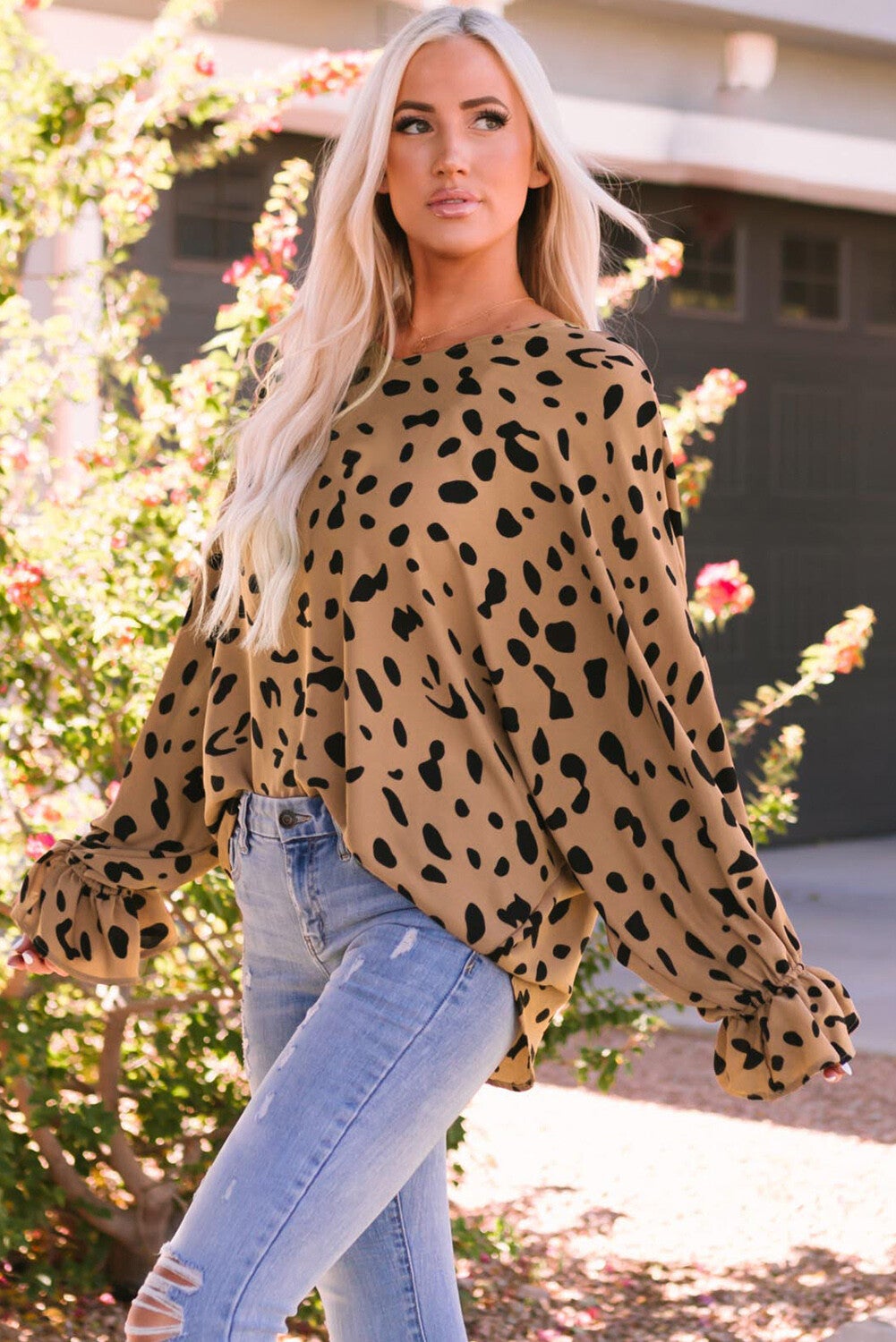 Blusa suelta de leopardo