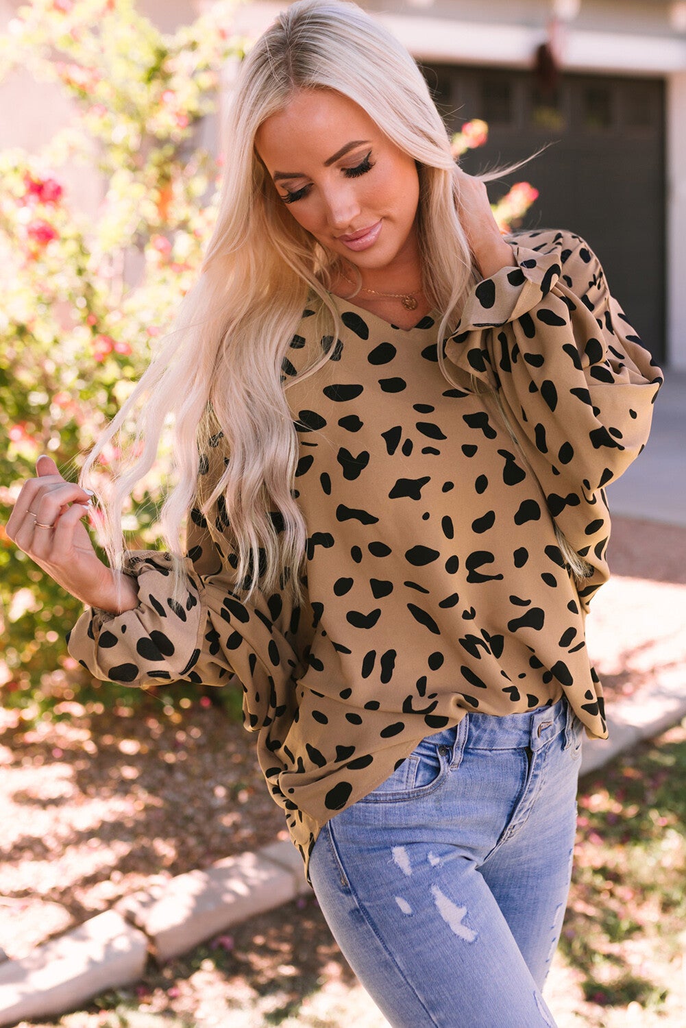 Blusa suelta de leopardo