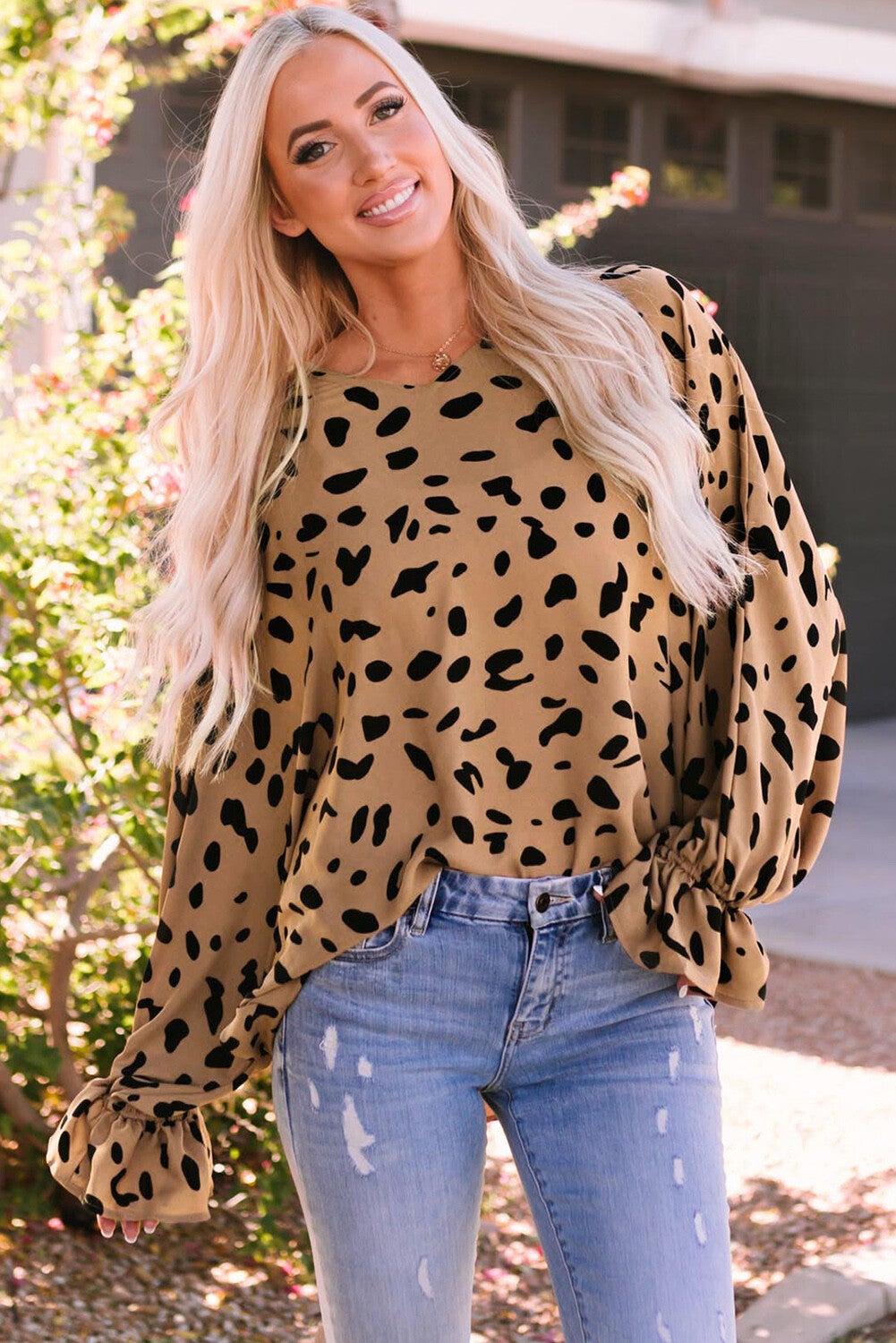 Blusa suelta de leopardo