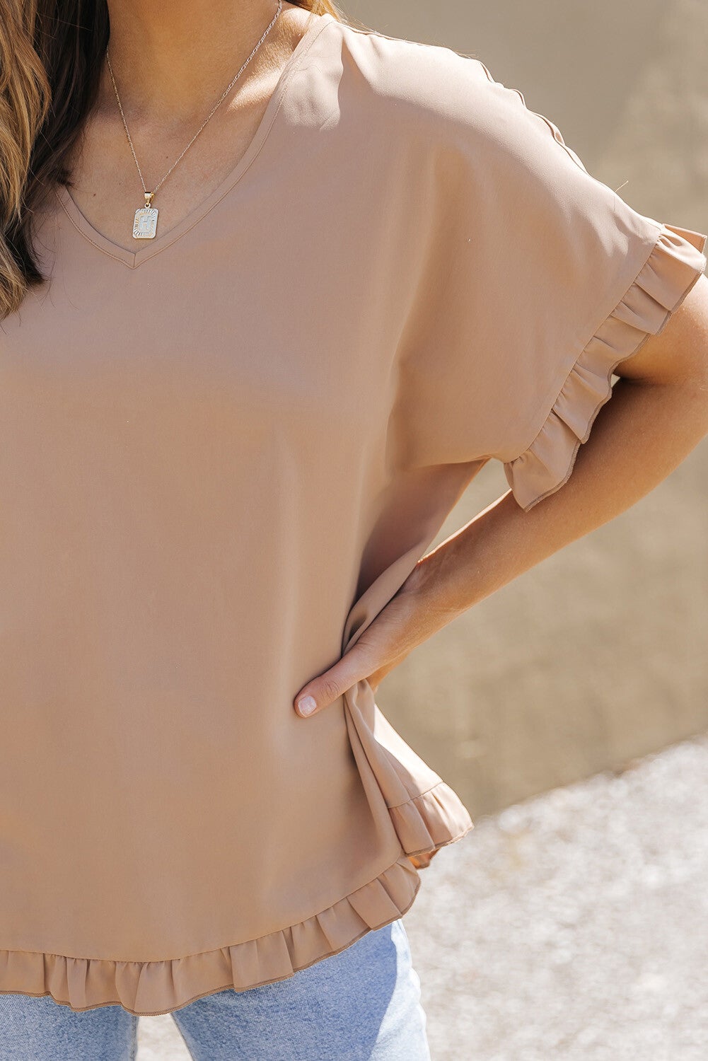 Blusa con ribete de volantes