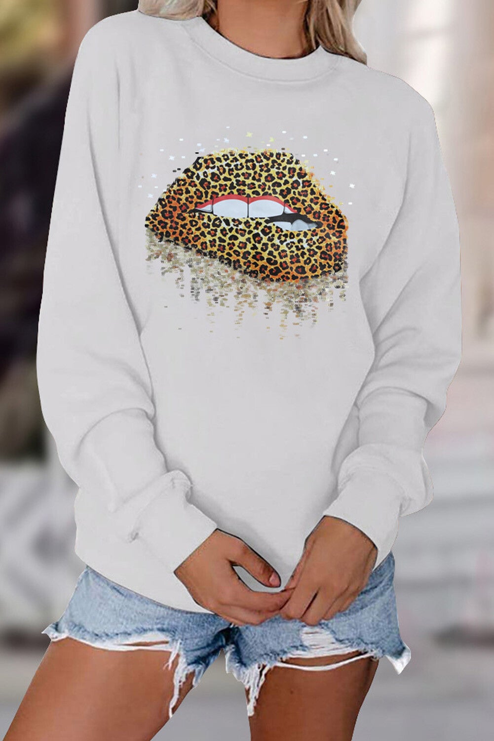 Sudadera con estampado de labios