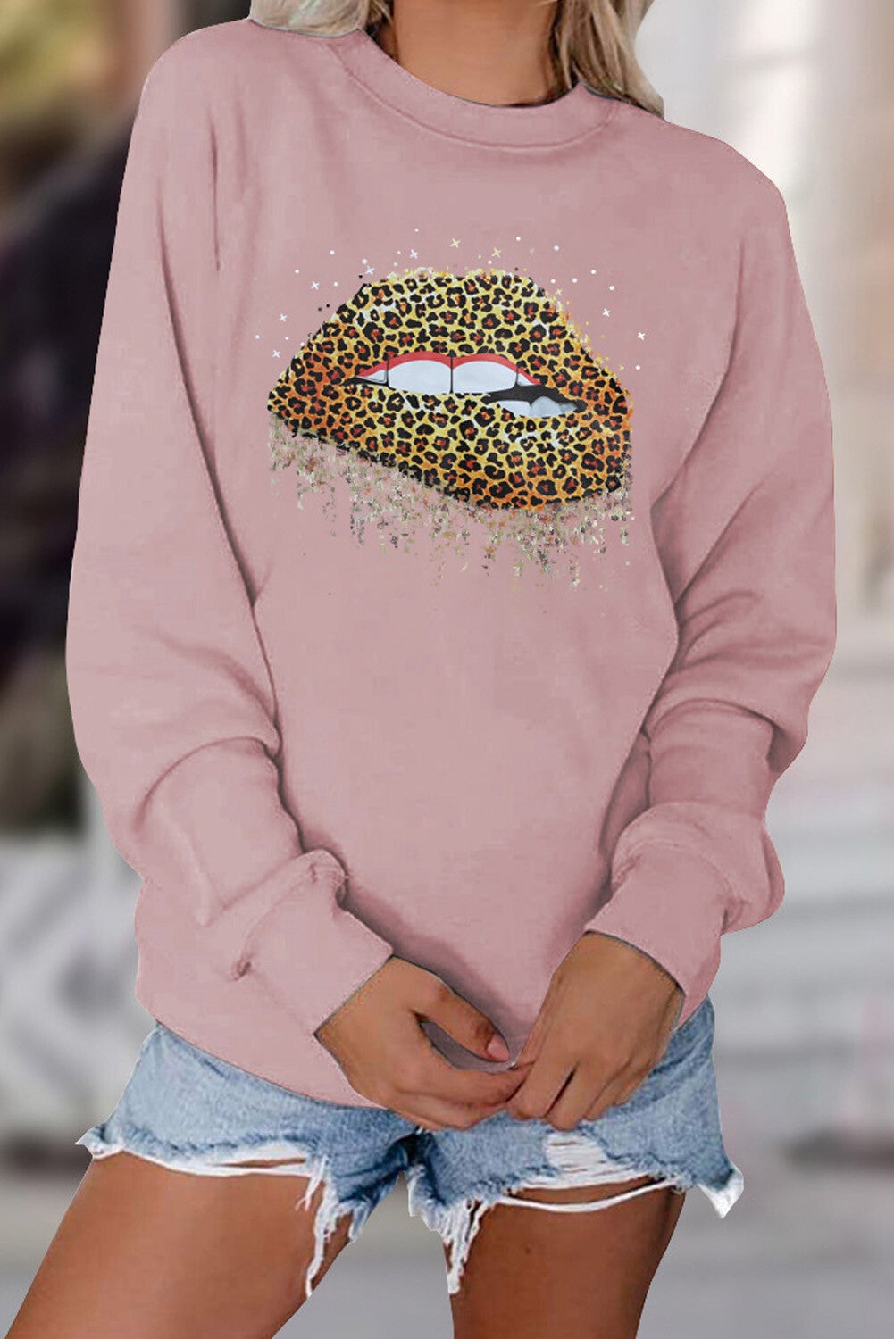 Sudadera con estampado de labios