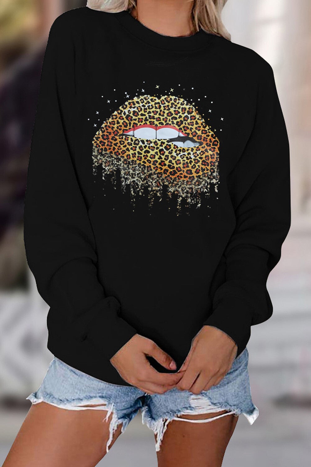 Sudadera con estampado de labios