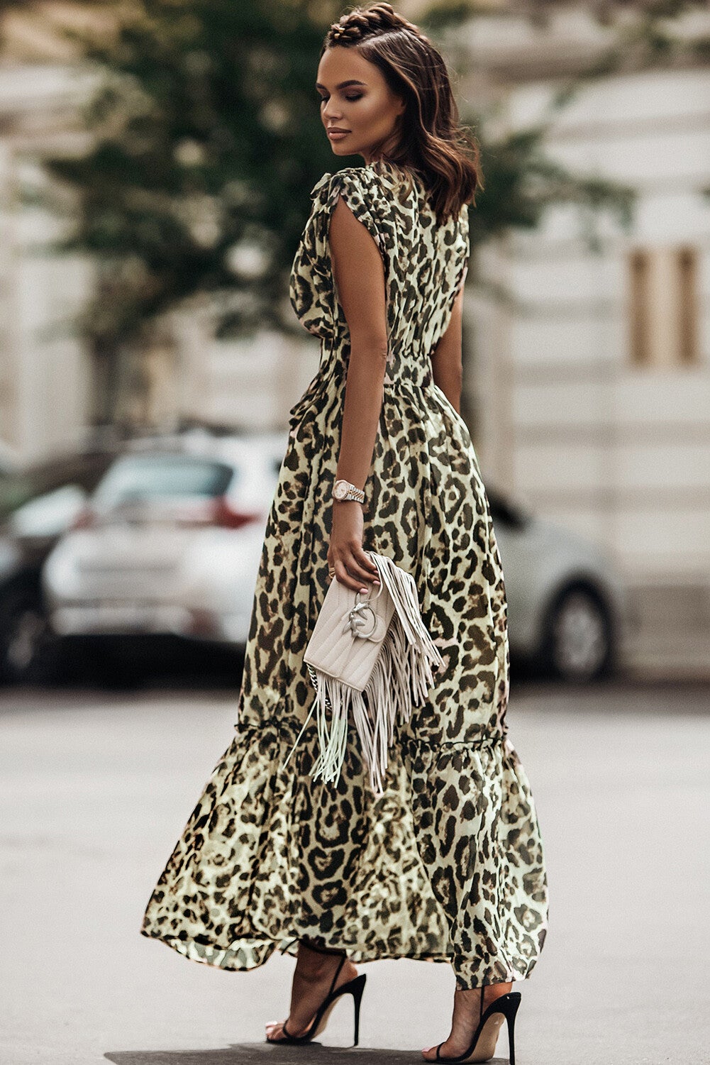 Vestido con estampado de leopardo