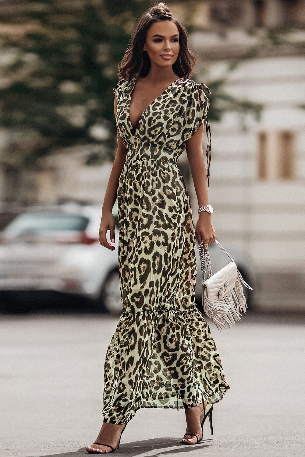 Vestido con estampado de leopardo